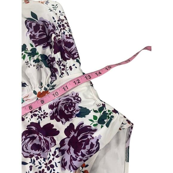 Cupshe White Multicolor Floral One Piece Swimsuit Womens Large NEW - Picture 6 of 7